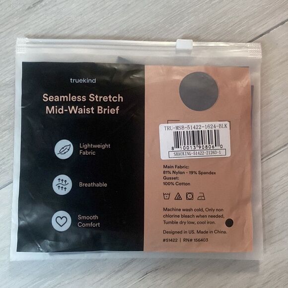 Truekind® Seamless Stretch Mid-Waist Brief -‎ Black, Size 16-24 New in Packaging - Picture 7 of 8